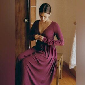 Hatch maternity softest ribbed nursing dress aubergine burgundy 2 medium